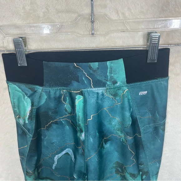 Marika Blue Green Gold Lightning Marble Print Legging Size Small yoga activewear - Picture 7 of 7